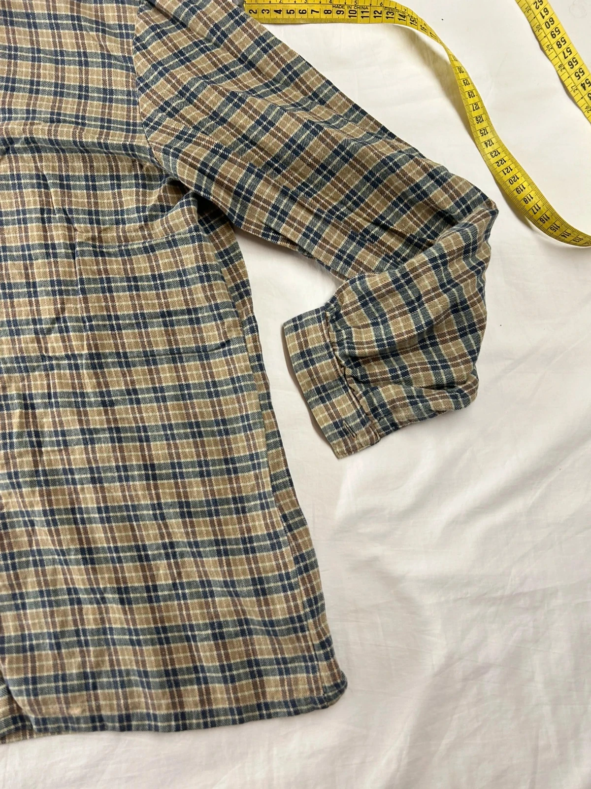 Camisa quadriculada vintage bege marrom – photo 4